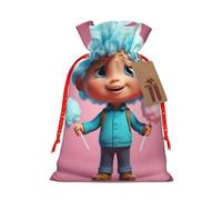 Gjgdbxdw Sacs cadeaux de Noël avec imprimé barbe à papa, sac cadeau avec cordon de serrage pour ranger des bonbons et des collations pour les festivals Petit format
