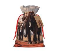 Gjgdbxdw Sacs cadeaux de Noël avec imprimé éléphants rouge, sac cadeau avec cordon de serrage pour ranger des bonbons et des collations pour les festivals Petit format