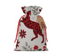 Gjgdbxdw Sacs cadeaux de Noël avec imprimé léopard rouge et zèbre, sac cadeau avec cordon de serrage pour ranger des bonbons et des collations pour les festivals, taille M