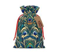 Gjgdbxdw Sacs cadeaux de Noël avec imprimé paon fier, sac cadeau avec cordon de serrage pour ranger des bonbons et des collations pour les festivals