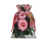 Gjgdbxdw Sacs cadeaux de Noël avec imprimé roses fraîches, sac cadeau avec cordon de serrage pour ranger des bonbons et des collations pour les festivals, taille M
