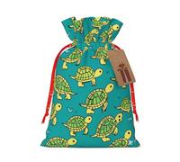 Gjgdbxdw Sacs cadeaux de Noël avec imprimé tortue et cordon de serrage pour ranger des bonbons et des collations pour les festivals