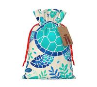 Gjgdbxdw Sacs cadeaux de Noël avec imprimé tortue tranquille, sac cadeau avec cordon de serrage pour ranger des bonbons et des collations pour les festivals