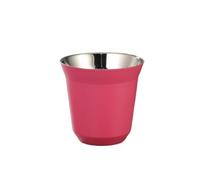 GJgfjGHK Infuseur à thé pour l'été - Tasse à fond plat simple en acier inoxydable double couche - Réservoir intérieur - Tasse à café de couleur unie de haute qualité (rose rouge)