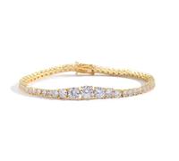 GJGHKLHL bracelet tennis, Plaqué or 18 carats, bracelet de tennis classique en diamant simulé, bracelets zircone cubique coupe ronde for femmes, mariage, mariée(7 Inch)
