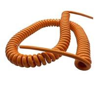 GJGHKLHL Câble d'alimentation à ressort carré 3 noyaux de 1mm, câble lampe, noyau en cuivre sans oxygène, fil résistant l'huile polyuréthane Orange noir blanc(Orange Color,Stretch 4 meters)