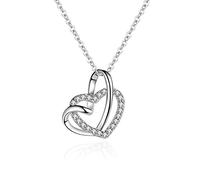 GJGHKLHL Collier en argent sterling S925 for femme forme de cœur avec zircon délicat et tendance - Cadeau for ses filles couples