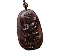 GJGHKLHL Collier pendentif en obsidienne Pu Yin Bodhisattva, espèce de glace naturelle