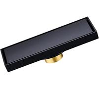 GJGHKLHL Drain de Douche linéaire avec passoire à Cheveux, Drain Sol rectangulaire Invisible en Laiton Couvercle Amovible, égouttoir et sous-Sol(Black,20x8cm(7.8x3.1Inch))