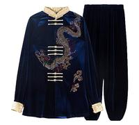 GJGHKLHL Ensemble de Kung Fu doux, uniforme d'art Martial d'hiver, vêtements Tai Chi en velours, chauds for femmes, manteau Wudang, d'entraînement for hommes(Blu,XL 5)