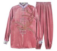 GJGHKLHL Ensemble de Kung Fu doux, uniforme d'art Martial d'hiver, vêtements Tai Chi en velours, chauds for femmes, manteau Wudang, d'entraînement for hommes(Roze,XXL 6)