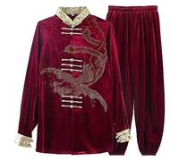 GJGHKLHL Ensemble de Kung Fu doux, uniforme d'art Martial d'hiver, vêtements Tai Chi en velours, chauds for femmes, manteau Wudang, d'entraînement for hommes(Rd,Xs 1)