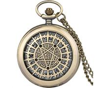 GJGHKLHL Montre d'extérieur, Montre de Poche surnaturelle Pentagramme Creux for Hommes et Femmes, Collier rétro, chaîne Pendentif