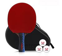 GJGHKLHL Raquette de Ping-Pong Professionnelle, Caoutchouc approuvé par l'ITTF avec Technologie Fiber Carbone, battes Tennis Table Niveau Performance(15x24cm)
