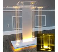 GJGHKLHL Support de Podium Transparent, Podium d'église avec Large Surface de Lecture surélevée for salles de Classe, Discours et cérémonies d'ouverture(with LED Lights)