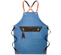 GJGHKLHL Tablier à outils tabliers for hommes, unisexe dieu kvalitet tablier de travail en toile charpentier avec poche for atelier cuisine jardin(Blu)