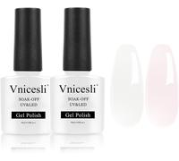 Gjhgf-2 Couleurs Kit Vernis Semi Permanent Blanc Laiteux Nude Rose, Soak Off Uv Led Vernis Gel Semi Permanent Transparent Gelée De Cristal Vernis À Ongles French Manucure 10ml
