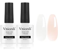 Gjhgf-2 Couleurs Kit Vernis Semi Permanent Blanc Laiteux Nude, Soak Off Uv Led Vernis Gel Semi Permanent Transparent Gelée De Cristal Vernis À Ongles French Manucure 10ml