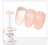 Gjhgf-2 En 1 Vernis Semi Permanent Base Avec Couleur, Vernis À Ongles Gel Gelée De Cristal Naturel Nu Rose Soak Off Uv Led Brillante Longue Durée 15ml - 07