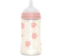 Gjhgf-, Biberon 270 Ml. Biberon Avec Tétine Symétrique Sx Pro En Silicone À Débit Moyen (M). Avec Valve Anti-Colique. Pour Bébés +3 Mois. Bonhomia, Rose
