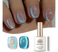 Gjhgf-Born Pretty Vernis À Ongles Gels Semi-Permanents Magnétique, Bleu Holographique Pailleté Cat Magnetic Eye Gel U V Brillant Scintillant Auroras Vernis À Ongles Gel 15ml