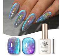 Gjhgf-Born Pretty Vernis À Ongles Gels Semi-Permanents Magnétique, Bleu Violet Holographique Pailleté Cat Magnetic Eye Gel U V Brillant Scintillant Auroras Vernis À Ongles Gel 15ml