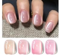 Gjhgf-Born Pretty Vernis À Ongles Gels Semi-Permanents Magnétique, Gelée Rose Nude Holographique Pailleté Cat Magnetic Eye Gel U V Brillant Scintillant Auroras Vernis À Ongles Gel 4pcs