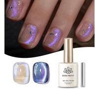 Gjhgf-Born Pretty Vernis À Ongles Gels Semi-Permanents Magnétique, Violet Holographique Pailleté Cat Magnetic Eye Gel U V Brillant Scintillant Auroras Vernis À Ongles Gel 15ml