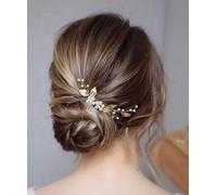 Gjhgf-Lot De 3 Épingles À Cheveux De Mariage En Forme De Fleur En Cristal Pour Femme Et Fille Doré