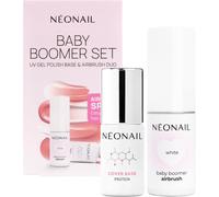 Gjhgf-Neonail Baby Boomer Set ¿ Duo De Base Vernis Gel Uv & Airbrush ¿ Cover Base Protein Nude & Poudre Airbrush Blanche ¿ Kit De Manucure