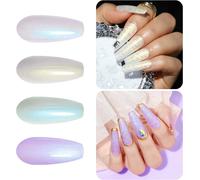 Gjhgf-Vernis Gel Semi-Permanent Nacré, 4 Couleurs Vernis À Ongles Blanc Perle Milky Vert Violet Effect Caméléon Nail Art Vernis Avec Fil Shell Gel Vernis Soak Off Uv Led 8ml