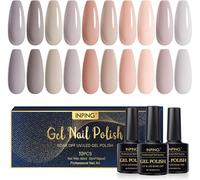 Gjhgf-Vernis Gel Uv Semi Permanent,10 Couleurs Brun Clair Gris Nude Abricots Beige Rose Vernis Semi Permanent,Série Nude Gel Uv Led Vernis À Ongles Pour Novice Nail Art Kit,8ml