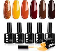 Gjhgf-Vernis Semi Permanent Marron Pailleté 6 Couleurs Vernis Gel Uv Orange Jaune Kit Gel Ongle French Manucure Nail Art Ongles Gel Soak Off Uv/Led Gel Polish Pour Starter Salon Diy Home