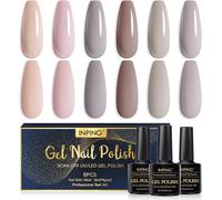 Gjhgf-Vernis Semi Permanent Nude,6 Couleurs Brun Clair Gris Rose Nude Vernis Gel Uv Semi Permanent Nature,Soak Off Uv/Led Vernis À Ongles Pour Débutant Nail Art Diy,8ml