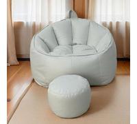 GJHGNFRDK Chaise Beanbag, Tissu de Technologie Chaise Sac Haricot avec Le Repose-Pieds for la Maison Multicolore(White 2 in 1)