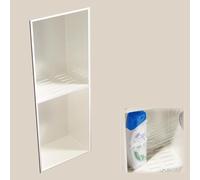 GJHGNFRDK Mur de niche de douche inoxydable encastré, Niche de douche blanche en acier inoxydable 304, encastrée, aucun carrelage nécessaire, 2 niveaux, 3(2-Tier)