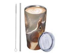 GJHKSSVB Gobelet isotherme en acier inoxydable de 591 ml avec couvercle et paille - Tasse à café de voyage étanche avec couvercle et paille - Cadeau idéal pour homme et femme