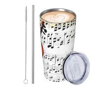 GJHKSSVB Gobelet isotherme en acier inoxydable de 591 ml avec couvercle et paille - Tasse à café de voyage étanche avec couvercle et paille - Cadeau idéal pour homme et femme