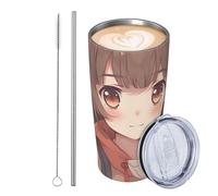 GJHKSSVB Japan Anime - Gobelet isotherme en acier inoxydable de 591 ml - Tasse à café de voyage étanche avec couvercle et paille - Bouteille d'eau - Cadeau pour femme, homme, amoureux