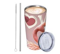 GJHKSSVB Lot de 2 gobelets isothermes en acier inoxydable de 591 ml avec couvercle et paille - Tasse à café de voyage étanche - Cadeau idéal pour femme, homme, amoureux