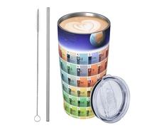 GJHKSSVB Periodic Table of Elements Gobelet isotherme en acier inoxydable de 591 ml - Anti-fuite - Avec couvercle et paille - Cadeau idéal pour homme et femme