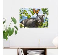 GJHKSSVB Plaque murale en métal vintage avec papillon et hippopotame - Décoration murale amusante pour salle de bain, maison, bureau, cuisine, bar, café, jardin - 20,3 x 30,5 cm - Facile à accrocher