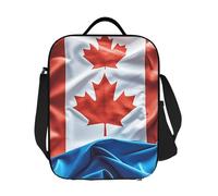GJHKSSVB Sac à déjeuner isotherme pour homme et femme, grande boîte à déjeuner réutilisable, étanche, sac fourre-tout avec bandoulière réglable, motif drapeau du Canada rétro, pour le travail, les