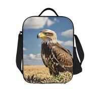 GJHKSSVB Sac à déjeuner isotherme pour homme et femme, grande boîte à déjeuner réutilisable, étanche, sac fourre-tout avec bandoulière réglable, motif aigle solitaire pour le travail, les voyages, le