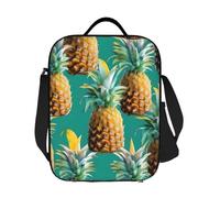 GJHKSSVB Sac à déjeuner isotherme pour homme et femme, grande boîte à déjeuner réutilisable, étanche, sac fourre-tout avec bandoulière réglable, citations psychologiques, ananas pour le travail, les
