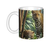 GJHKSSVB Tasse à café 325 ml avec poignée, tasse à thé fantaisie imprimé léopard de la jungle tasse à café en céramique pour homme femme travail de bureau