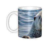 GJHKSSVB Tasse à café 325 ml avec poignée, tasse à thé fantaisie loutre de mer tasse à café en céramique pour homme femme travail de bureau