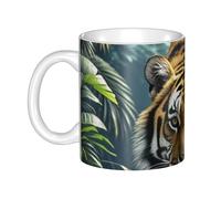 GJHKSSVB Tasse à café 325 ml avec poignée, tasse à thé fantaisie tigre dans la jungle tasse à café en céramique pour homme femme travail de bureau