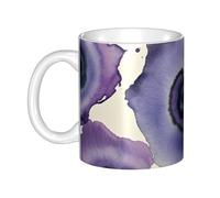GJHKSSVB Tasse à café de 325 ml avec poignée, tasse à thé fantaisie abstraite aquarelle violette en céramique pour homme femme travail de bureau