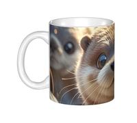 GJHKSSVB Tasse à café de 325 ml avec poignée, tasse à thé fantaisie animal mignon loutre marron tasse à café en céramique pour homme femme bureau travail